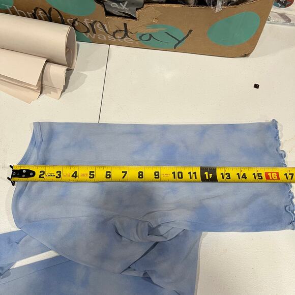 New! Aerie Blue Magic Mesh Cropped Long Sleeve T-shirt Sheer Womens Size Medium - Picture 8 of 8